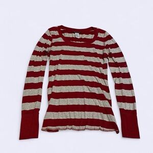 Y2K Self Esteem Red and Beige Striped Long Sleeve Top
